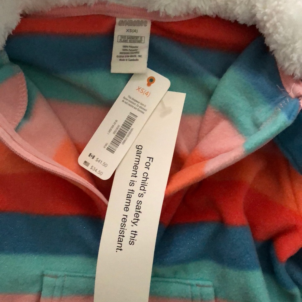 Gymboree  Hooded Fleece Pajama One Piece New - Picture 4 of 8